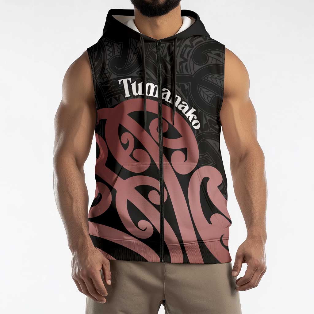 New Zealand Mangopare Tamanako Sleeveless Zip Hoodie Aotearoa Maori LT14