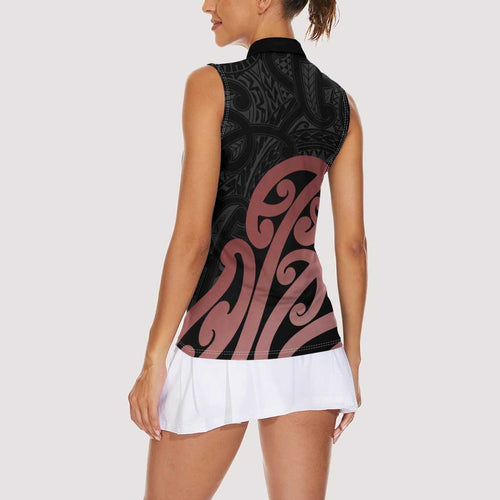 New Zealand Mangopare Tamanako Women Sleeveless Polo Shirt Aotearoa Maori