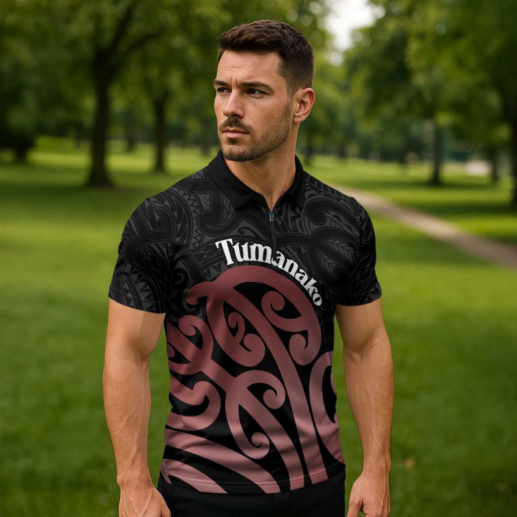 New Zealand Mangopare Tamanako Zipper Polo Shirt Aotearoa Maori - Aussie Hoodie