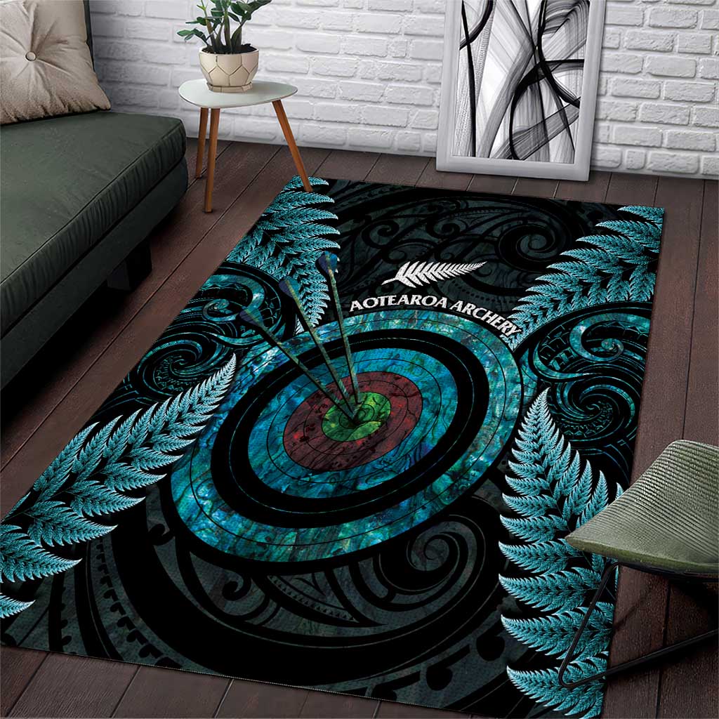 New Zealand Archery Area Rug Aotearoa Silver Fern Maori - Aussie Hoodie