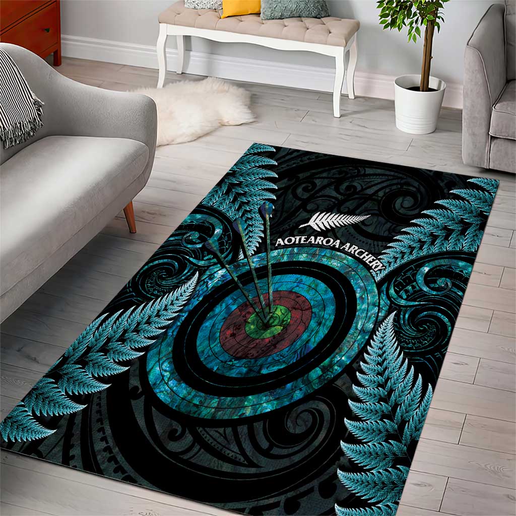 New Zealand Archery Area Rug Aotearoa Silver Fern Maori - Aussie Hoodie