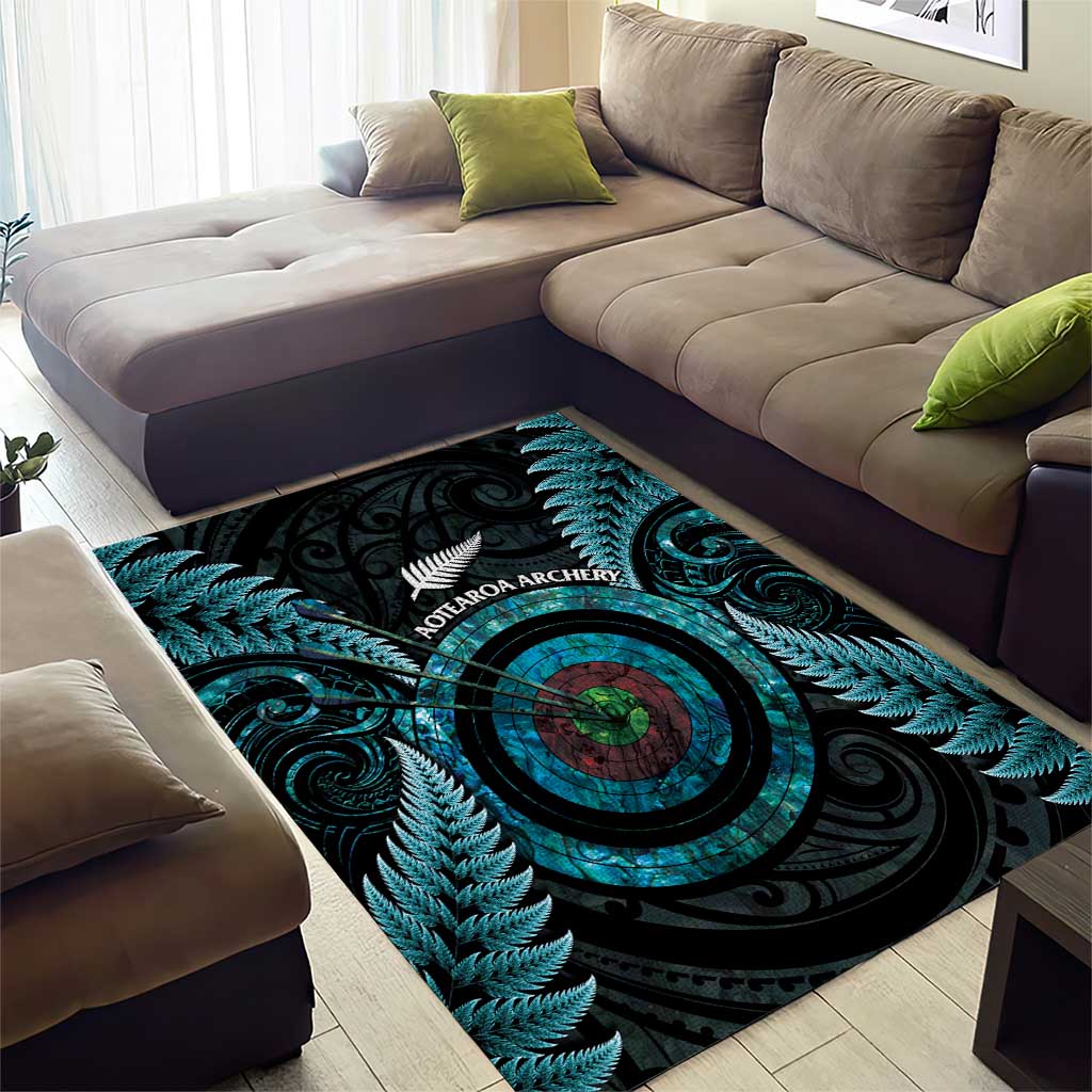 New Zealand Archery Area Rug Aotearoa Silver Fern Maori - Aussie Hoodie