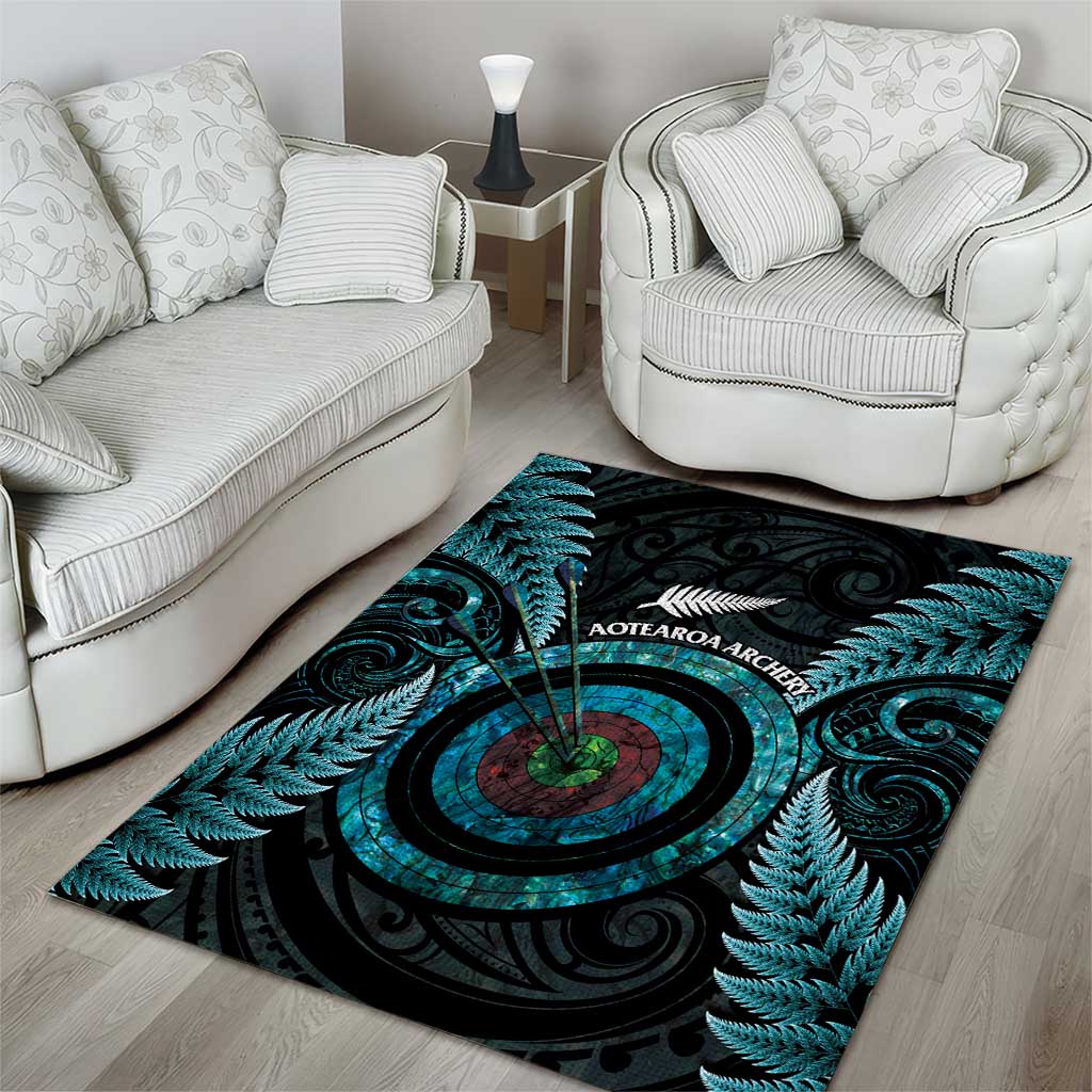 New Zealand Archery Area Rug Aotearoa Silver Fern Maori - Aussie Hoodie