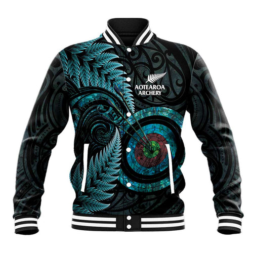 New Zealand Archery Baseball Jacket Aotearoa Silver Fern Maori - Aussie Hoodie