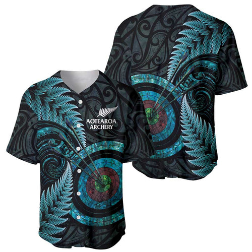 New Zealand Archery Baseball Jersey Aotearoa Silver Fern Maori - Aussie Hoodie