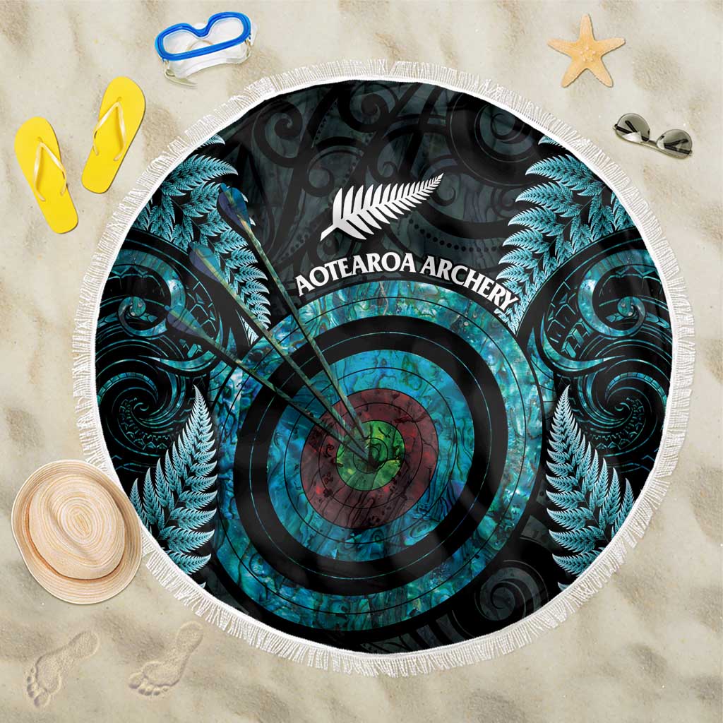 New Zealand Archery Beach Blanket Aotearoa Silver Fern Maori - Aussie Hoodie