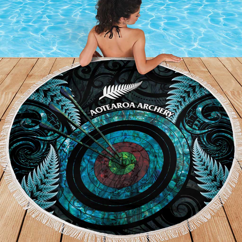 New Zealand Archery Beach Blanket Aotearoa Silver Fern Maori - Aussie Hoodie