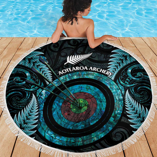New Zealand Archery Beach Blanket Aotearoa Silver Fern Maori - Aussie Hoodie