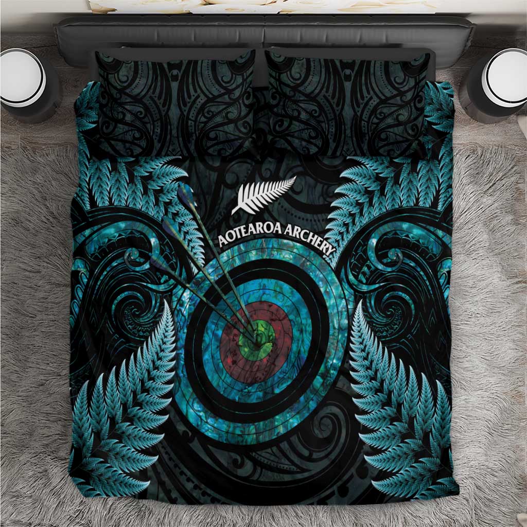 New Zealand Archery Bedding Set Aotearoa Silver Fern Maori - Aussie Hoodie