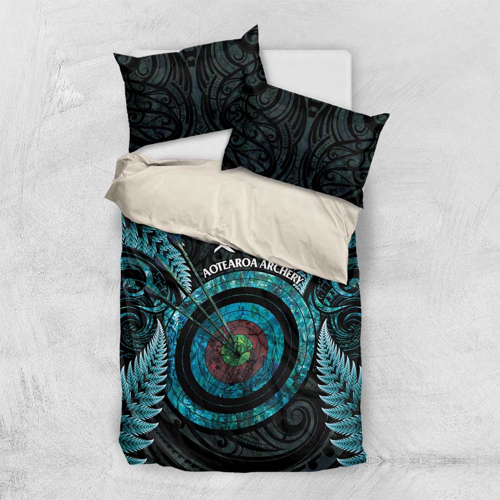 New Zealand Archery Bedding Set Aotearoa Silver Fern Maori - Aussie Hoodie