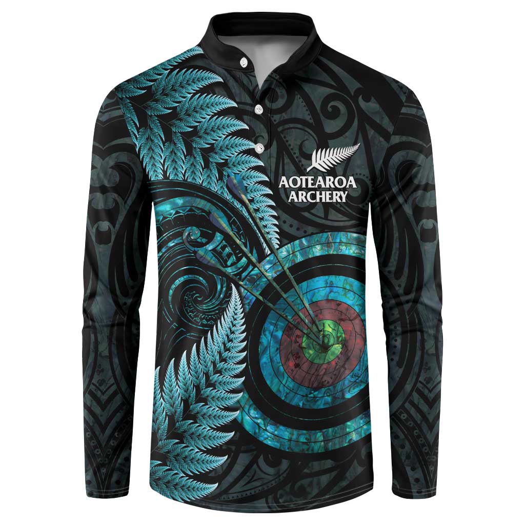 New Zealand Archery Button Sweatshirt Aotearoa Silver Fern Maori - Aussie Hoodie