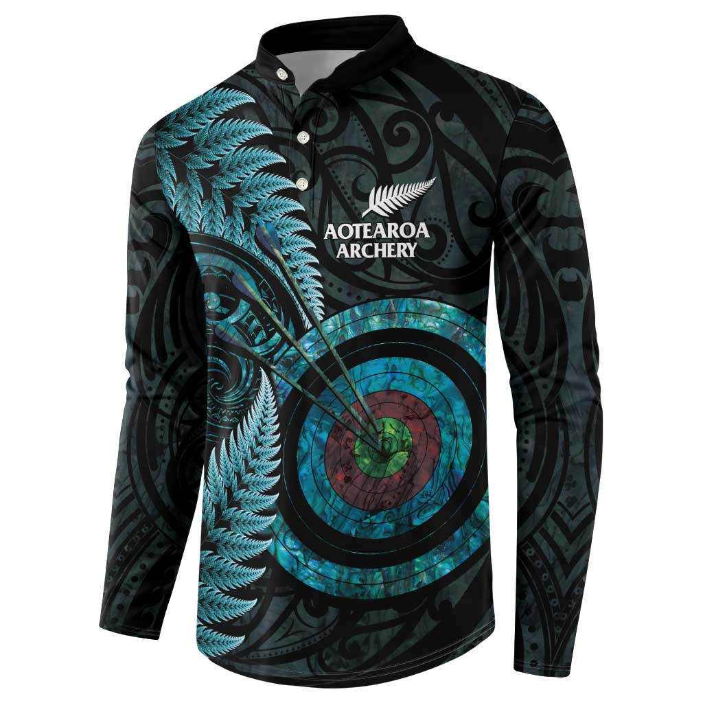 New Zealand Archery Button Sweatshirt Aotearoa Silver Fern Maori - Aussie Hoodie