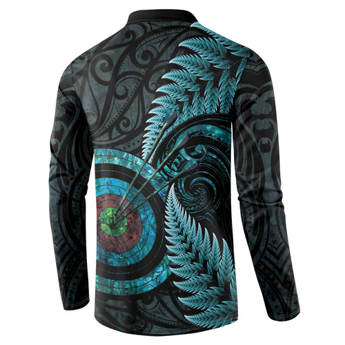 New Zealand Archery Button Sweatshirt Aotearoa Silver Fern Maori - Aussie Hoodie