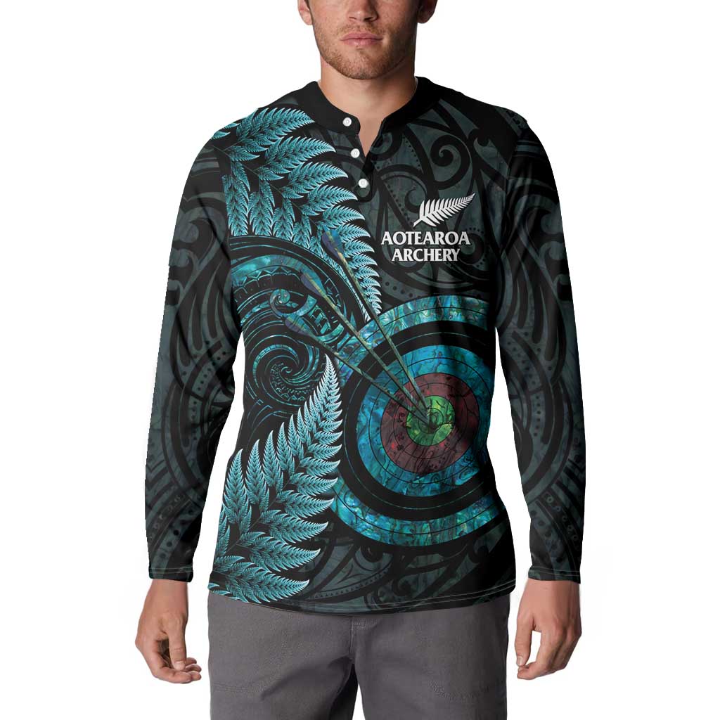 New Zealand Archery Button Sweatshirt Aotearoa Silver Fern Maori - Aussie Hoodie
