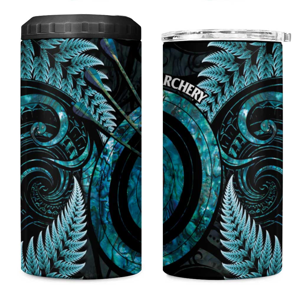 New Zealand Archery 4 in 1 Can Cooler Tumbler Aotearoa Silver Fern Maori - Aussie Hoodie