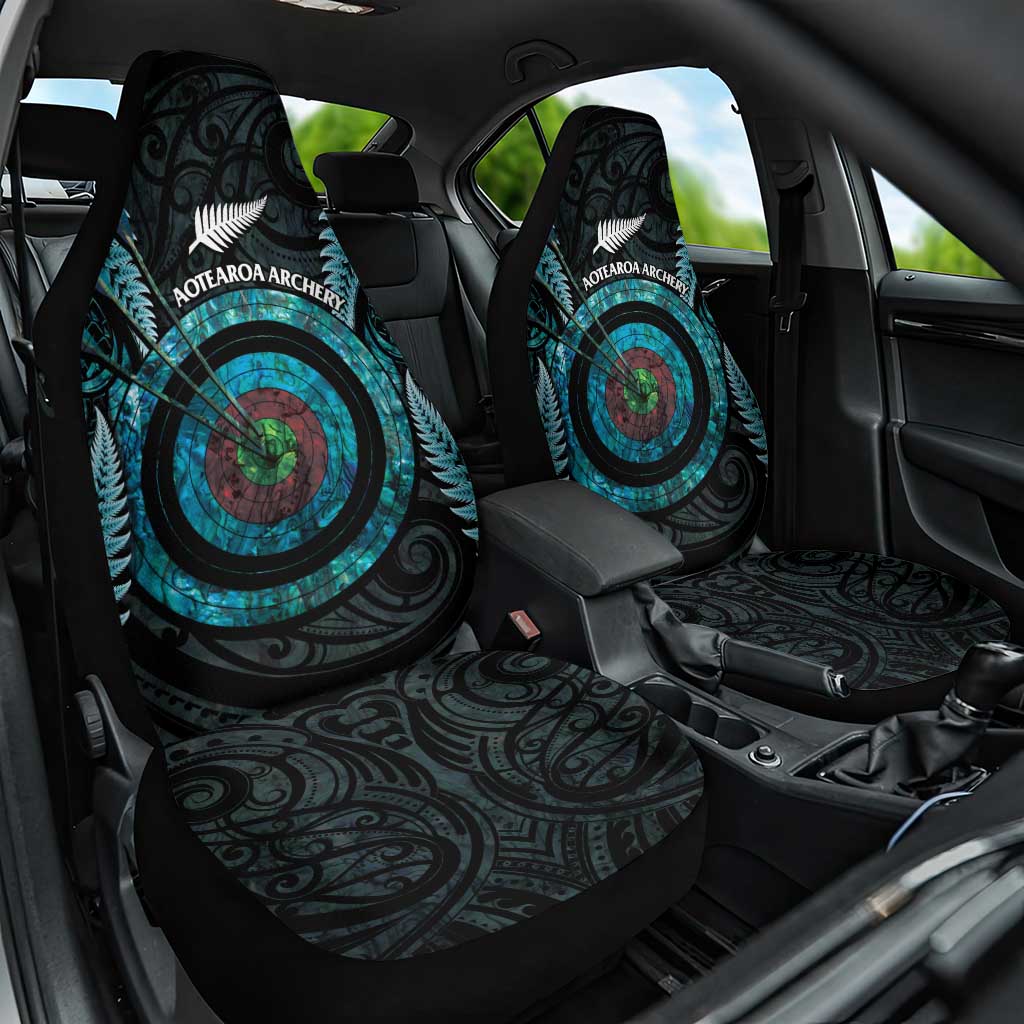 New Zealand Archery Car Seat Cover Aotearoa Silver Fern Maori - Aussie Hoodie