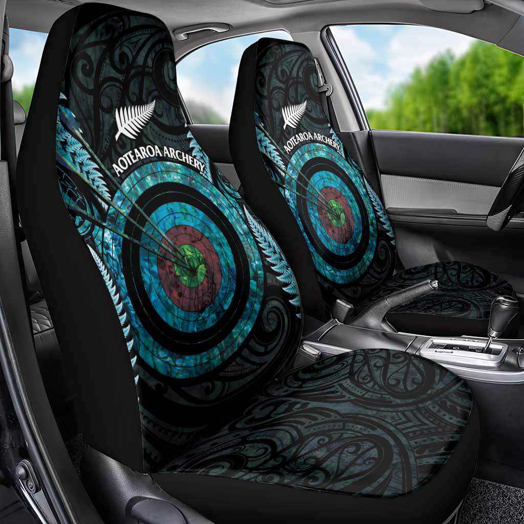 New Zealand Archery Car Seat Cover Aotearoa Silver Fern Maori - Aussie Hoodie