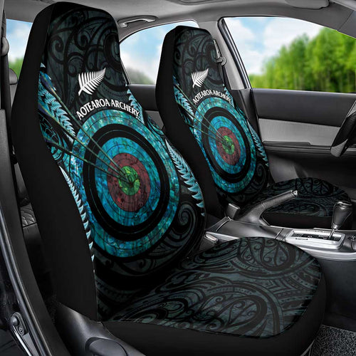New Zealand Archery Car Seat Cover Aotearoa Silver Fern Maori - Aussie Hoodie