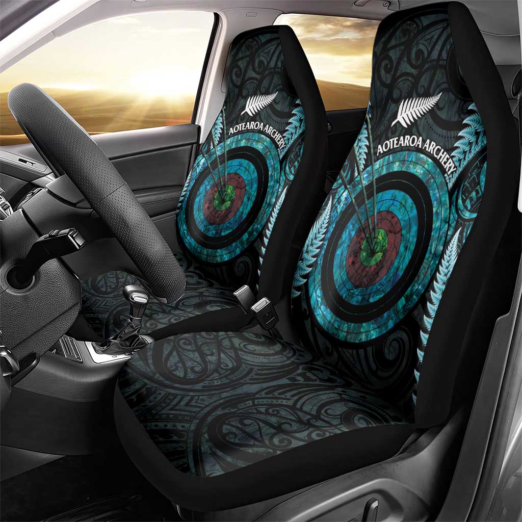 New Zealand Archery Car Seat Cover Aotearoa Silver Fern Maori - Aussie Hoodie