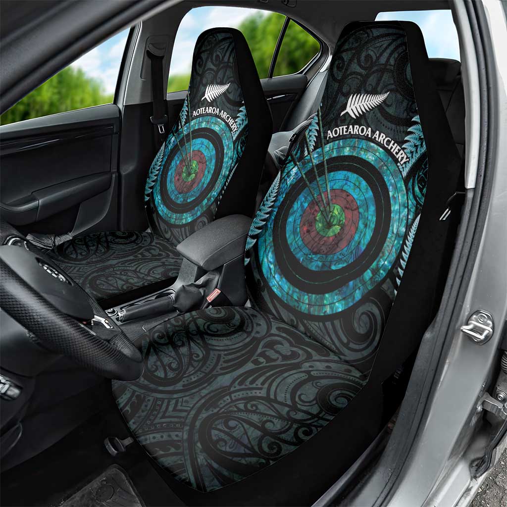New Zealand Archery Car Seat Cover Aotearoa Silver Fern Maori - Aussie Hoodie