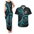 New Zealand Archery Couples Matching Tank Maxi Dress and Hawaiian Shirt Aotearoa Silver Fern Maori - Aussie Hoodie