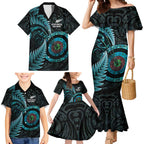 New Zealand Archery Family Matching Mermaid Dress and Hawaiian Shirt Aotearoa Silver Fern Maori - Aussie Hoodie
