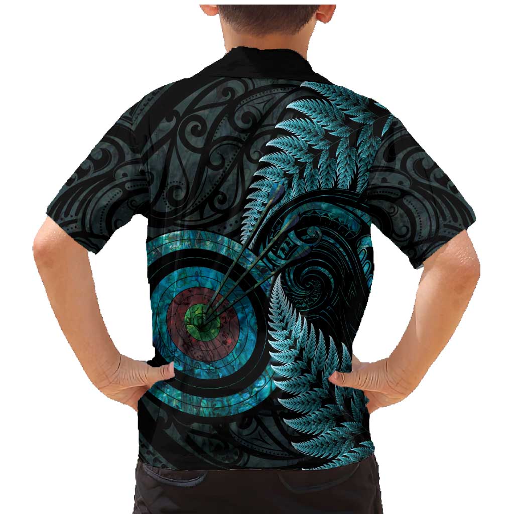 New Zealand Archery Family Matching Mermaid Dress and Hawaiian Shirt Aotearoa Silver Fern Maori - Aussie Hoodie