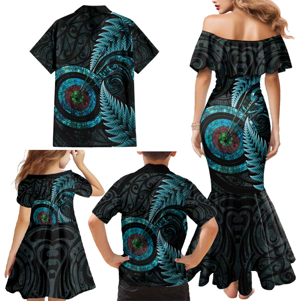 New Zealand Archery Family Matching Mermaid Dress and Hawaiian Shirt Aotearoa Silver Fern Maori - Aussie Hoodie