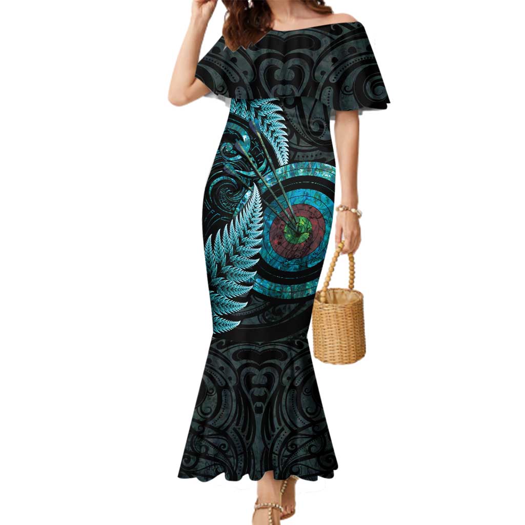 New Zealand Archery Family Matching Mermaid Dress and Hawaiian Shirt Aotearoa Silver Fern Maori - Aussie Hoodie