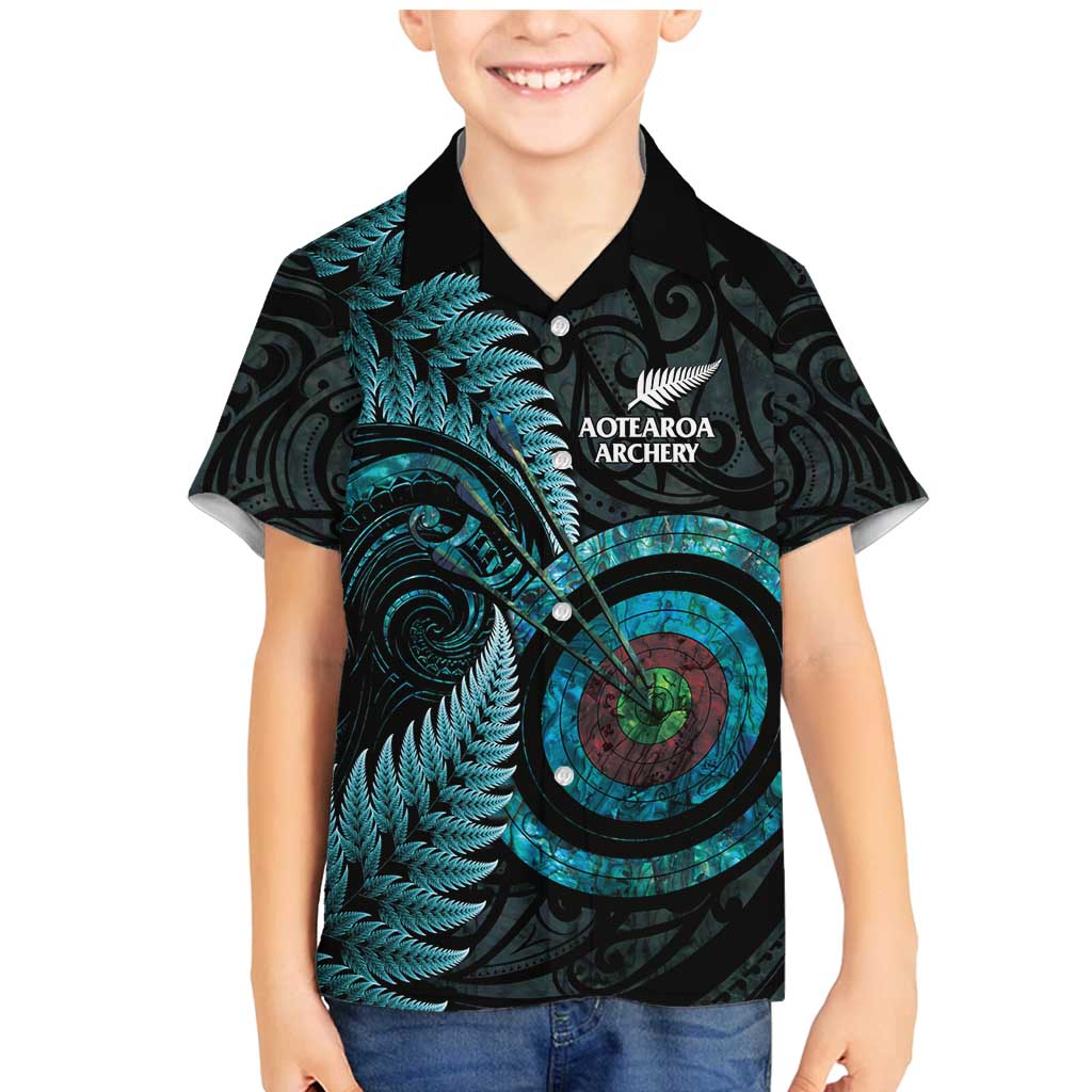 New Zealand Archery Family Matching Mermaid Dress and Hawaiian Shirt Aotearoa Silver Fern Maori - Aussie Hoodie