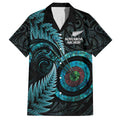 New Zealand Archery Family Matching Off The Shoulder Long Sleeve Dress and Hawaiian Shirt Aotearoa Silver Fern Maori - Aussie Hoodie