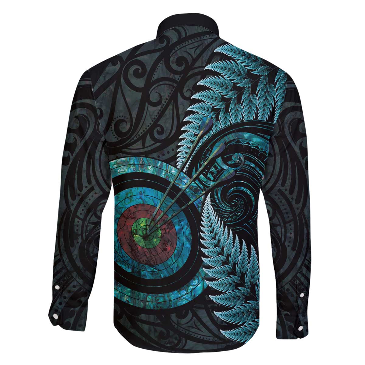 New Zealand Archery Family Matching Off The Shoulder Long Sleeve Dress and Hawaiian Shirt Aotearoa Silver Fern Maori - Aussie Hoodie