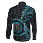 New Zealand Archery Family Matching Off The Shoulder Long Sleeve Dress and Hawaiian Shirt Aotearoa Silver Fern Maori - Aussie Hoodie