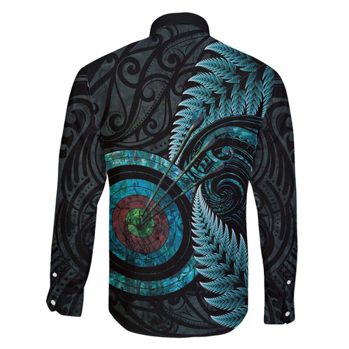 New Zealand Archery Family Matching Off The Shoulder Long Sleeve Dress and Hawaiian Shirt Aotearoa Silver Fern Maori - Aussie Hoodie