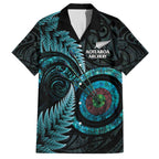 New Zealand Archery Family Matching Off Shoulder Maxi Dress and Hawaiian Shirt Aotearoa Silver Fern Maori - Aussie Hoodie