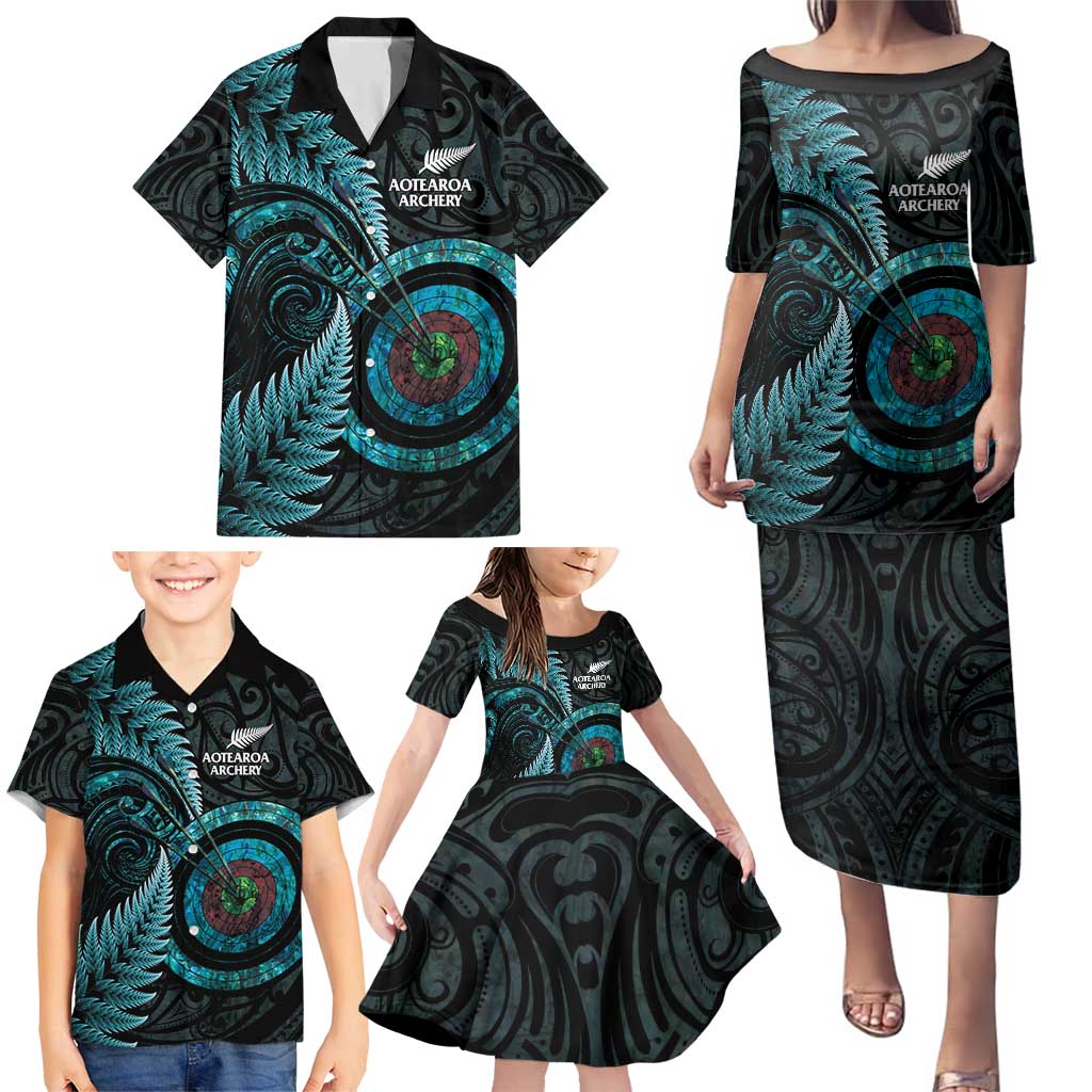 New Zealand Archery Family Matching Puletasi and Hawaiian Shirt Aotearoa Silver Fern Maori - Aussie Hoodie