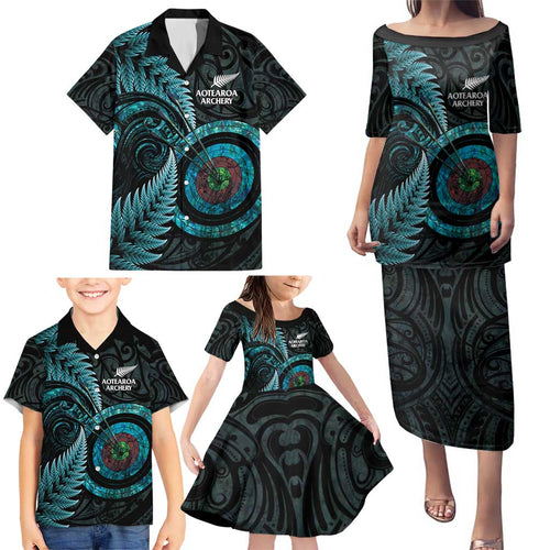 New Zealand Archery Family Matching Puletasi and Hawaiian Shirt Aotearoa Silver Fern Maori - Aussie Hoodie
