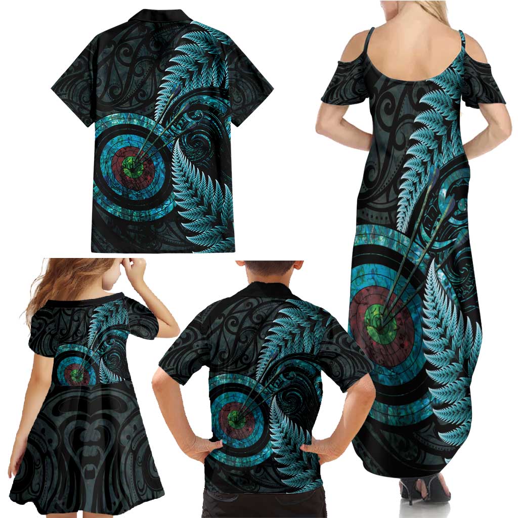 New Zealand Archery Family Matching Summer Maxi Dress and Hawaiian Shirt Aotearoa Silver Fern Maori - Aussie Hoodie