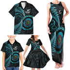 New Zealand Archery Family Matching Tank Maxi Dress and Hawaiian Shirt Aotearoa Silver Fern Maori - Aussie Hoodie