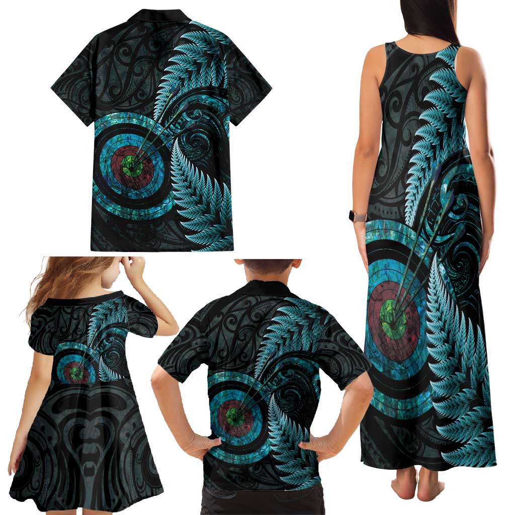 New Zealand Archery Family Matching Tank Maxi Dress and Hawaiian Shirt Aotearoa Silver Fern Maori - Aussie Hoodie