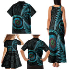 New Zealand Archery Family Matching Tank Maxi Dress and Hawaiian Shirt Aotearoa Silver Fern Maori - Aussie Hoodie