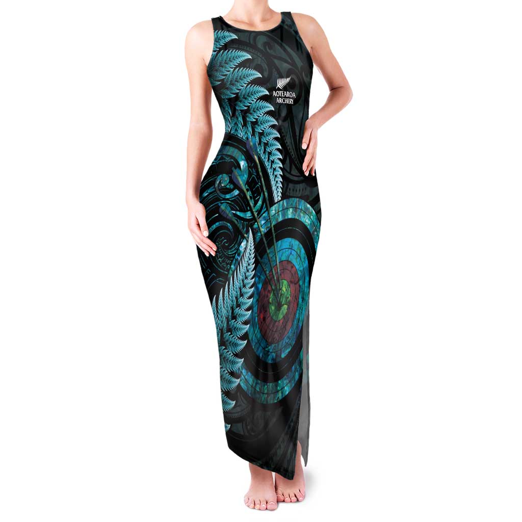 New Zealand Archery Family Matching Tank Maxi Dress and Hawaiian Shirt Aotearoa Silver Fern Maori - Aussie Hoodie