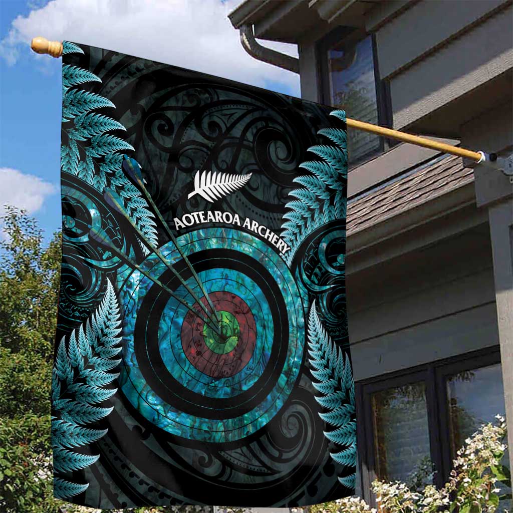 New Zealand Archery Garden Flag Aotearoa Silver Fern Maori - Aussie Hoodie