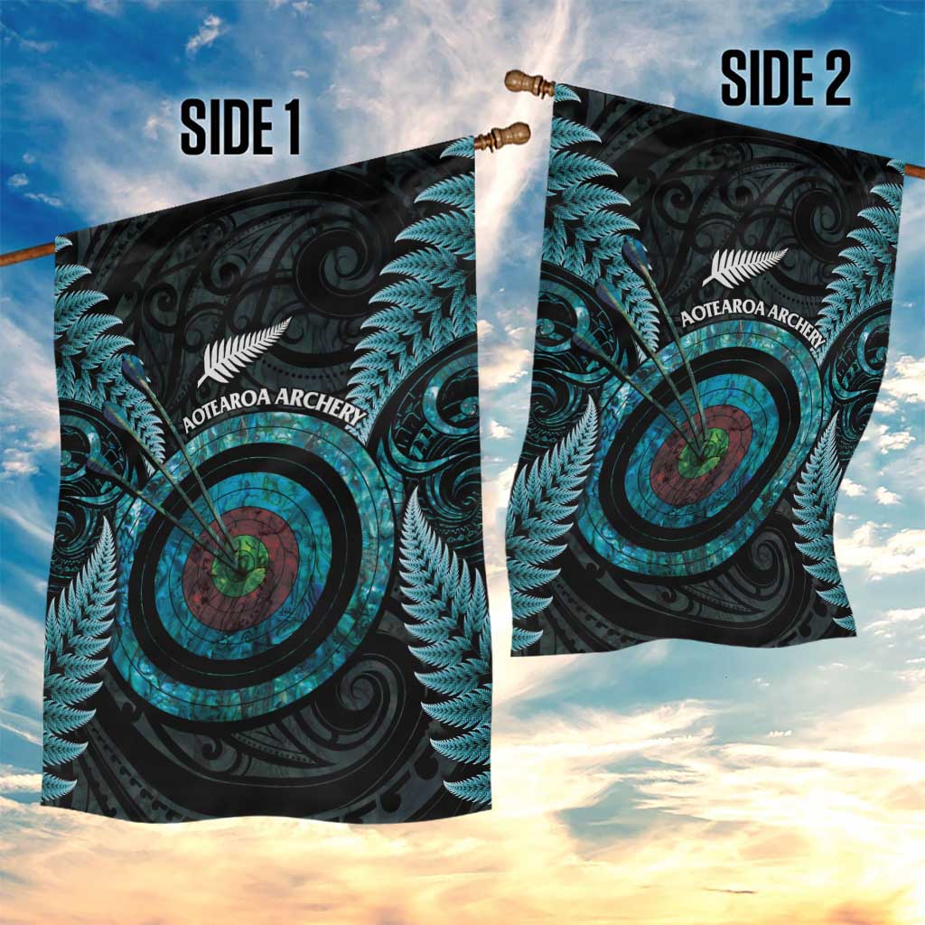 New Zealand Archery Garden Flag Aotearoa Silver Fern Maori - Aussie Hoodie