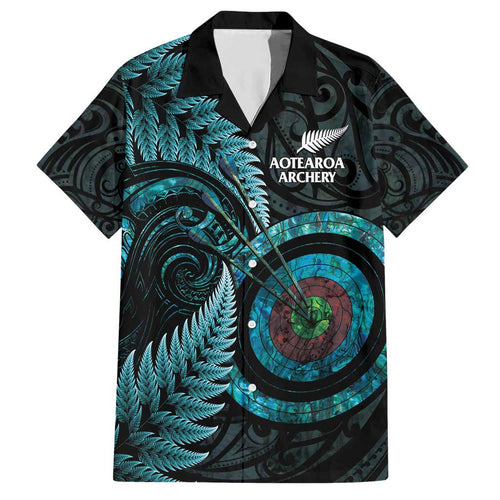 New Zealand Archery Hawaiian Shirt Aotearoa Silver Fern Maori - Aussie Hoodie