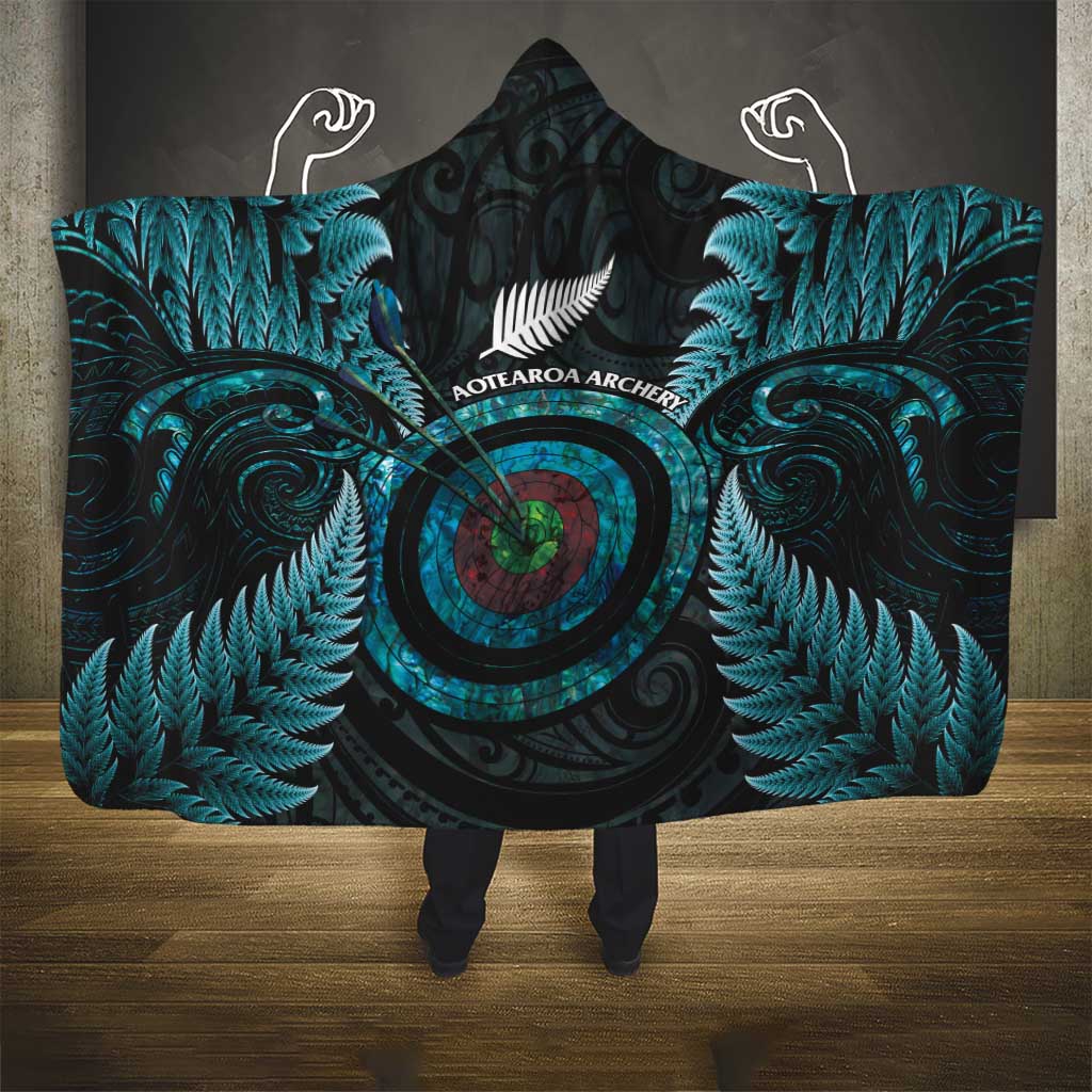 New Zealand Archery Hooded Blanket Aotearoa Silver Fern Maori - Aussie Hoodie