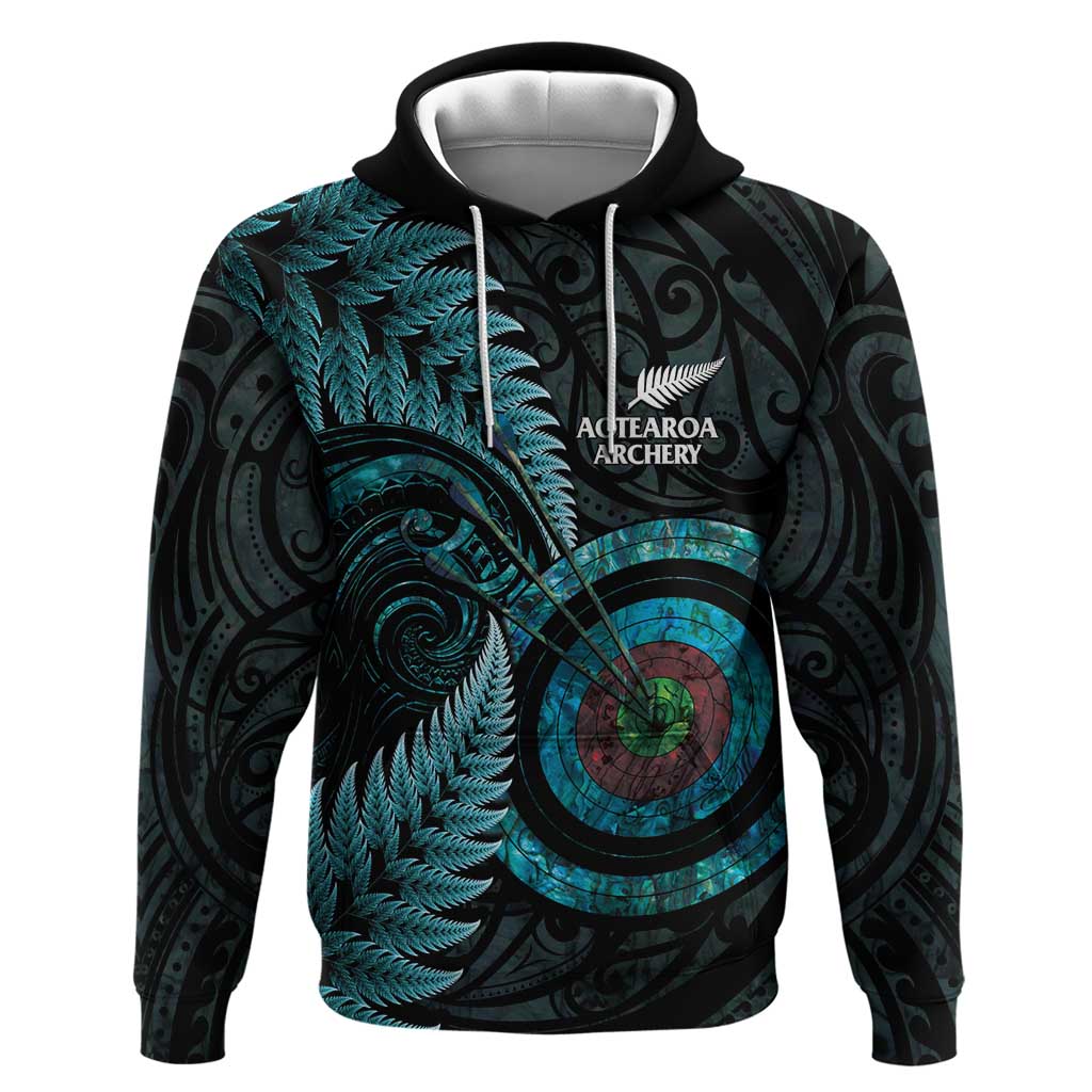 New Zealand Archery Hoodie Aotearoa Silver Fern Maori - Aussie Hoodie