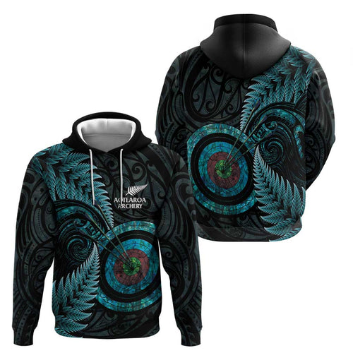 New Zealand Archery Hoodie Aotearoa Silver Fern Maori - Aussie Hoodie