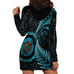 New Zealand Archery Hoodie Dress Aotearoa Silver Fern Maori - Aussie Hoodie