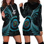 New Zealand Archery Hoodie Dress Aotearoa Silver Fern Maori - Aussie Hoodie